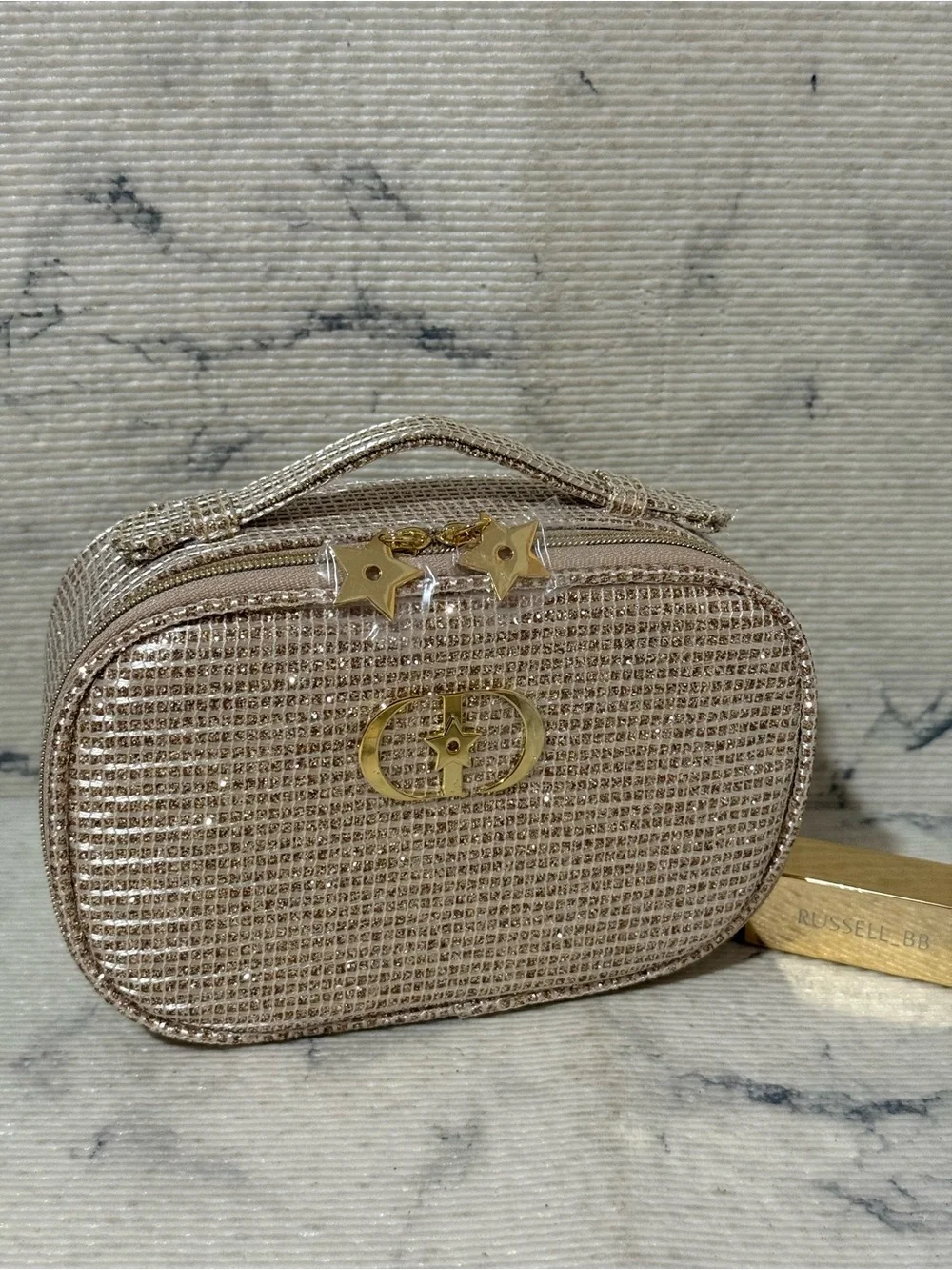 Dior Beauty Sparkly Top-Handle CD Star Accent Cosmetics Case - Picture 6 of 15